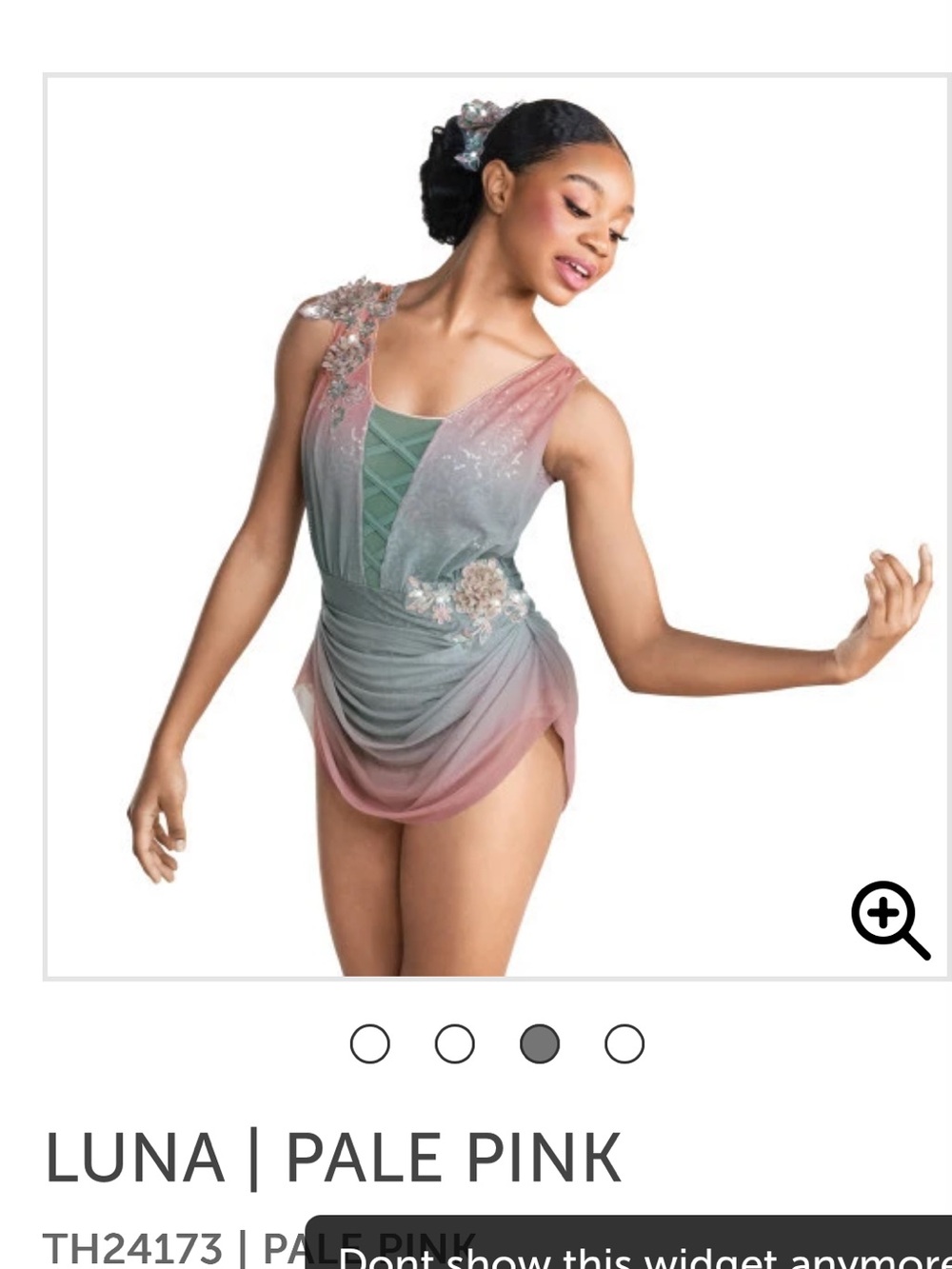 Tenth House Lyrical Dance Costume MC Pale Pink Floral Sequin Dress + Hairpiece